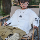 2025新款 儿童春秋款 白色打底衫 男童T恤春装 男孩春季 休闲宽松上衣