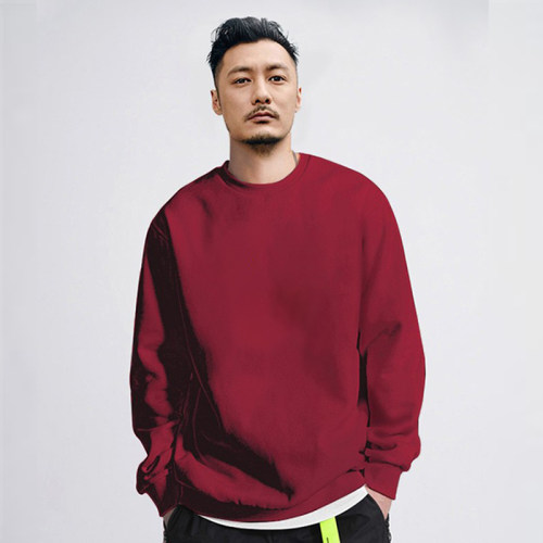 红色卫衣本命年男装加绒潮牌纯色