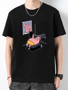 卡通派大星联名七龙珠魔人布欧健身短袖 t恤男宽松动漫ins潮流半袖