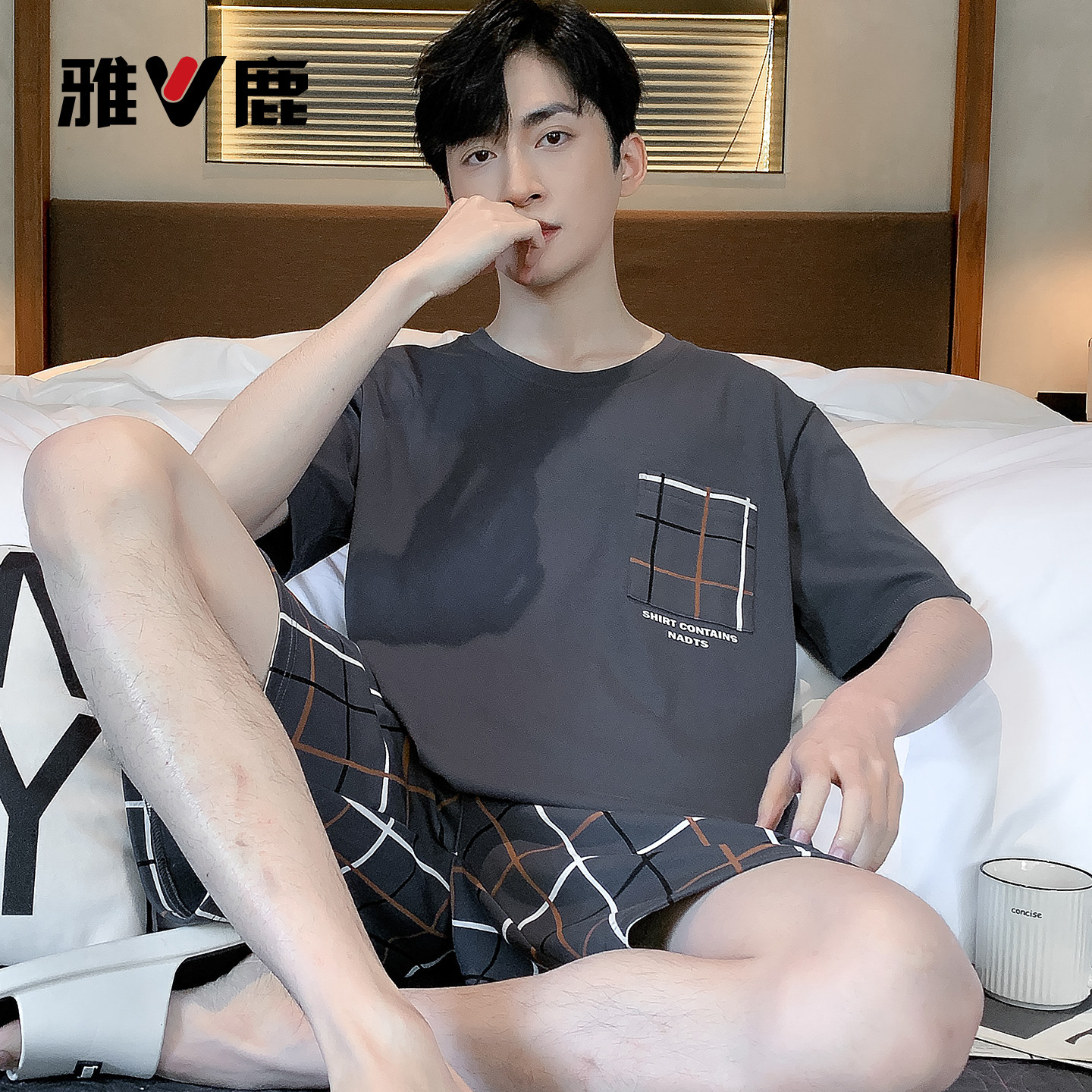 男士睡衣四季短袖纯棉男款通用全棉夏季2026新款男式家居服套装NM