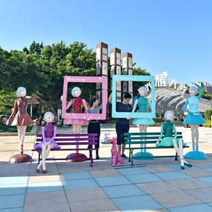 饰品人物雕塑 泡泡女孩摆件户外公园商场步行街美陈网红拍照打卡装