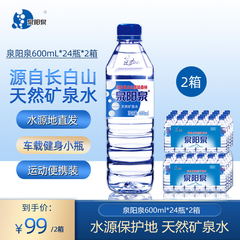 泉阳泉长白山天然矿泉水600ml*24瓶*2箱小瓶饮用水水源地直发包邮