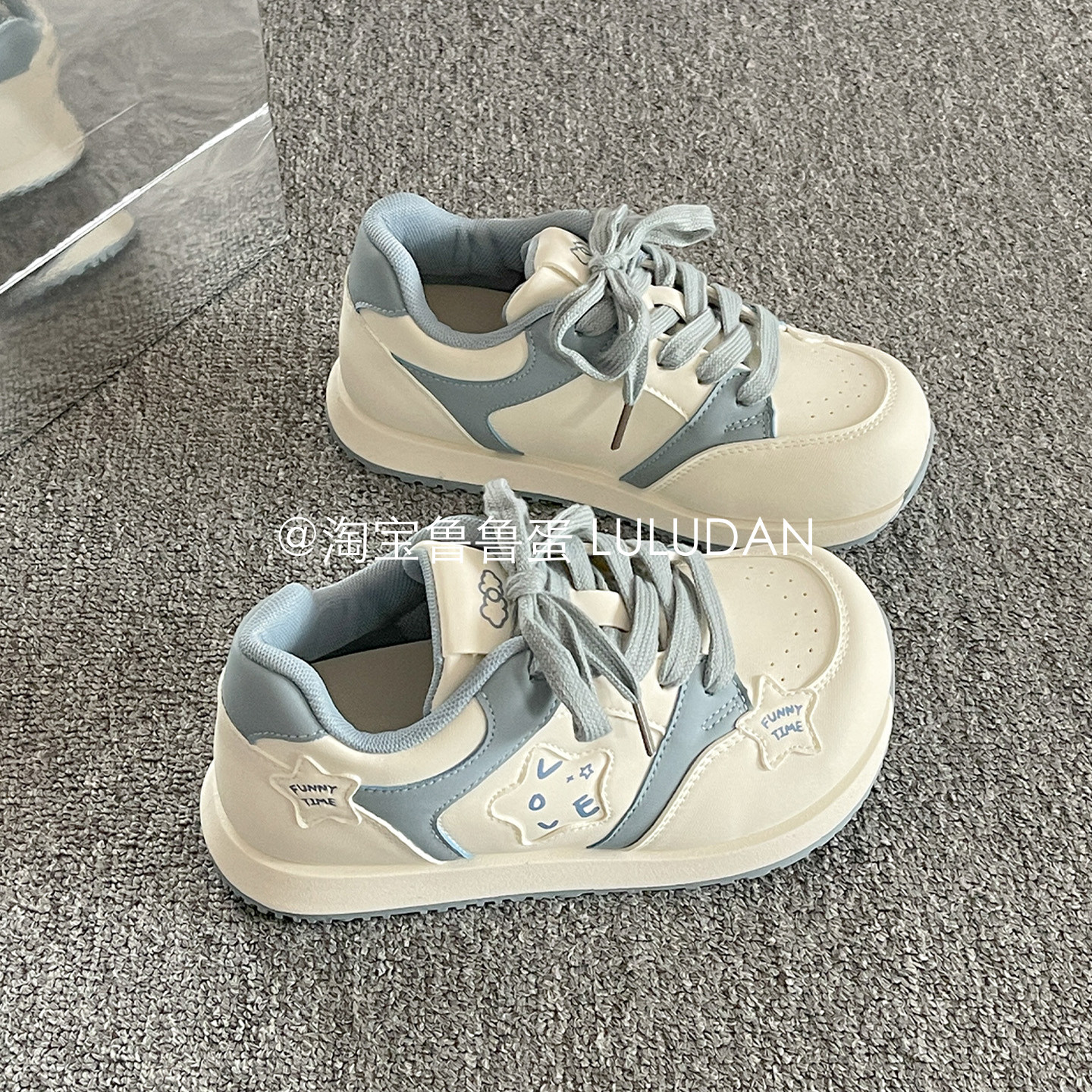 鲁鲁蛋 韩系板鞋女款2026新款春季厚底小白鞋ins潮百搭小众阿甘鞋,女鞋,时尚休闲鞋,淘宝优惠券,粉丝福利购,淘宝优惠卷