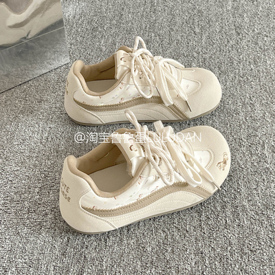 鲁鲁蛋 设计感百搭小白鞋子女2025新款爆款春秋小众德训鞋休闲鞋