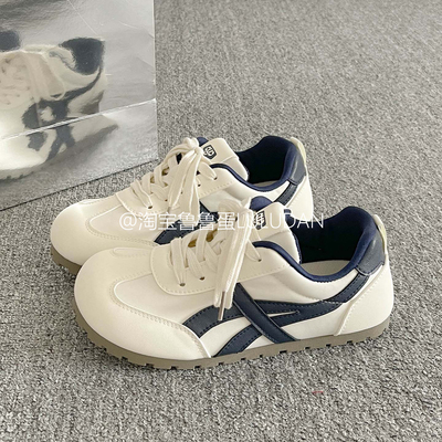 鲁鲁蛋 夏季复古德训鞋女2025新款厚底小白鞋学生百搭休闲阿甘鞋