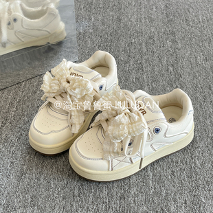 鲁鲁蛋 韩系面包鞋厚底板鞋2026年新款鞋子女ins潮百搭小众小白鞋