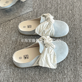懒人一脚蹬勃肯鞋 蝴蝶结包头鞋 半拖鞋 春季 女外穿2026新款 鲁鲁蛋