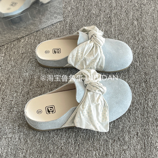 懒人一脚蹬勃肯鞋 蝴蝶结包头鞋 半拖鞋 春季 女外穿2026新款 鲁鲁蛋