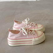 女款 2026新款 球鞋 薄款 小白鞋 透气厚底帆布鞋 休闲板鞋 鲁鲁蛋 春季