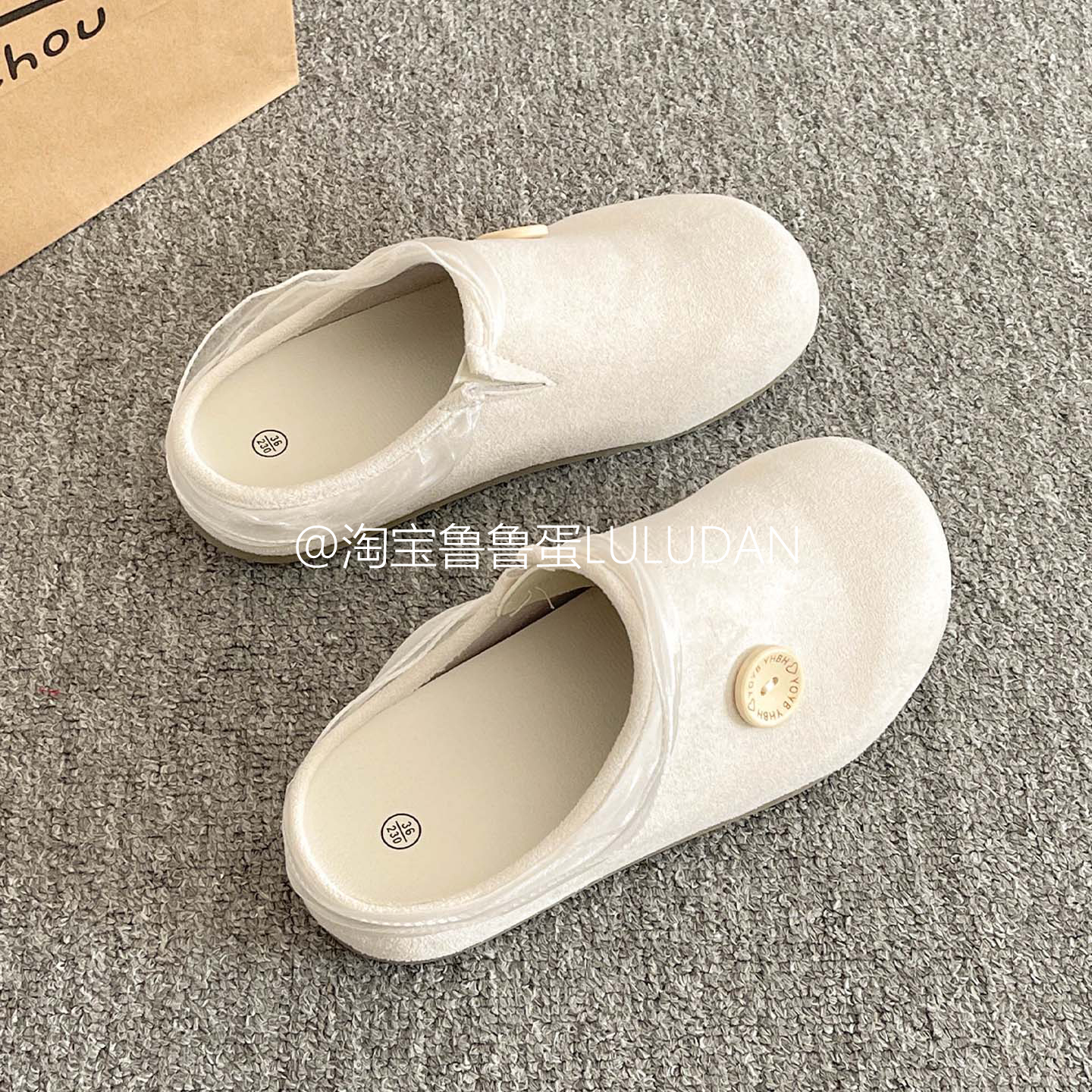 鲁鲁蛋 勃肯鞋女2025新款夏季配裙子超火包头半拖鞋一脚蹬懒人鞋