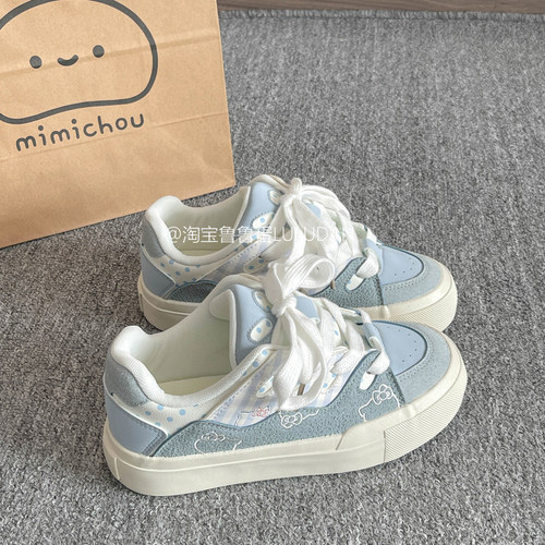 鲁鲁蛋 百搭小众鞋子爆款板鞋女款2025新款厚底小白鞋休闲面包鞋