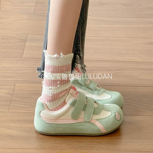 鲁鲁蛋百搭小白鞋子女2025秋季新品女鞋运动休闲鞋学生小众德训鞋