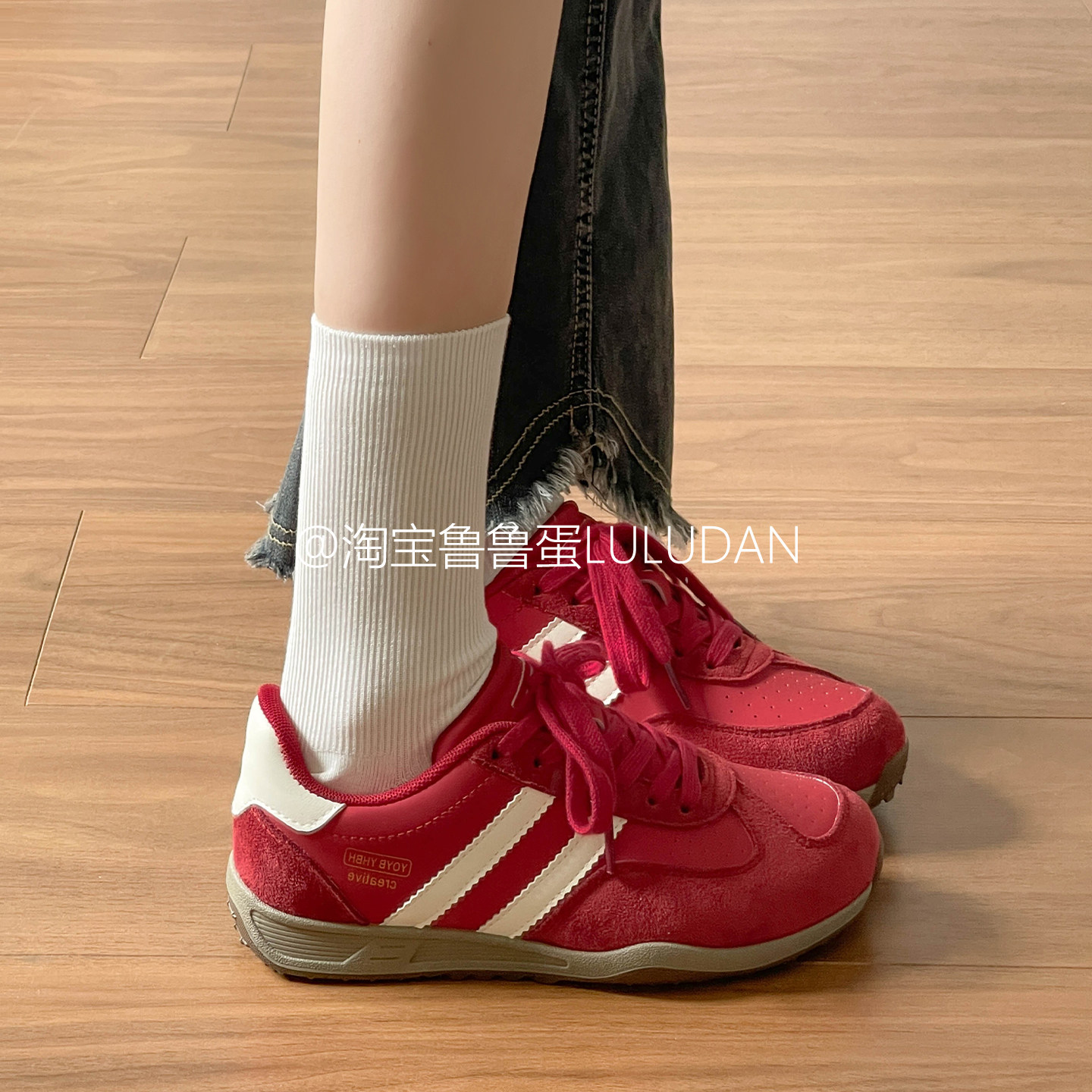 鲁鲁蛋韩系厚底小白鞋女款2026新款春季鞋子女鞋百搭学生休闲板鞋