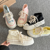 女新款 2026新款 爆款 鲁鲁蛋 ins潮百搭小白鞋 超火帆布鞋 高帮鞋 夏季