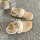 鲁鲁蛋 一脚蹬加绒勃肯鞋全包女2025新款冬季魔术贴毛毛二棉鞋子