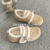 魔术贴毛毛勃肯鞋 全包女2025新款 冬季 鲁鲁蛋 一脚蹬加绒二棉鞋 子