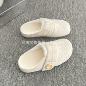 二棉鞋 加绒保暖勃肯鞋 穆勒包头半拖女鞋 冬季 外穿2025新款 鲁鲁蛋