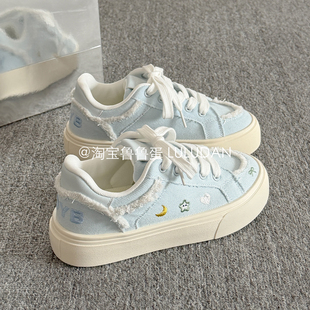 2026新款 女款 春季 超火小白鞋 鲁鲁蛋 ins潮百搭小众板鞋 厚底帆布鞋