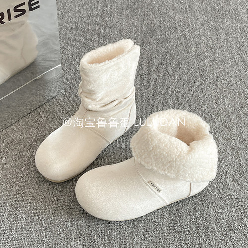鲁鲁蛋 冬季外穿加绒厚底雪地靴女款2025新款保暖棉鞋毛毛棉靴子
