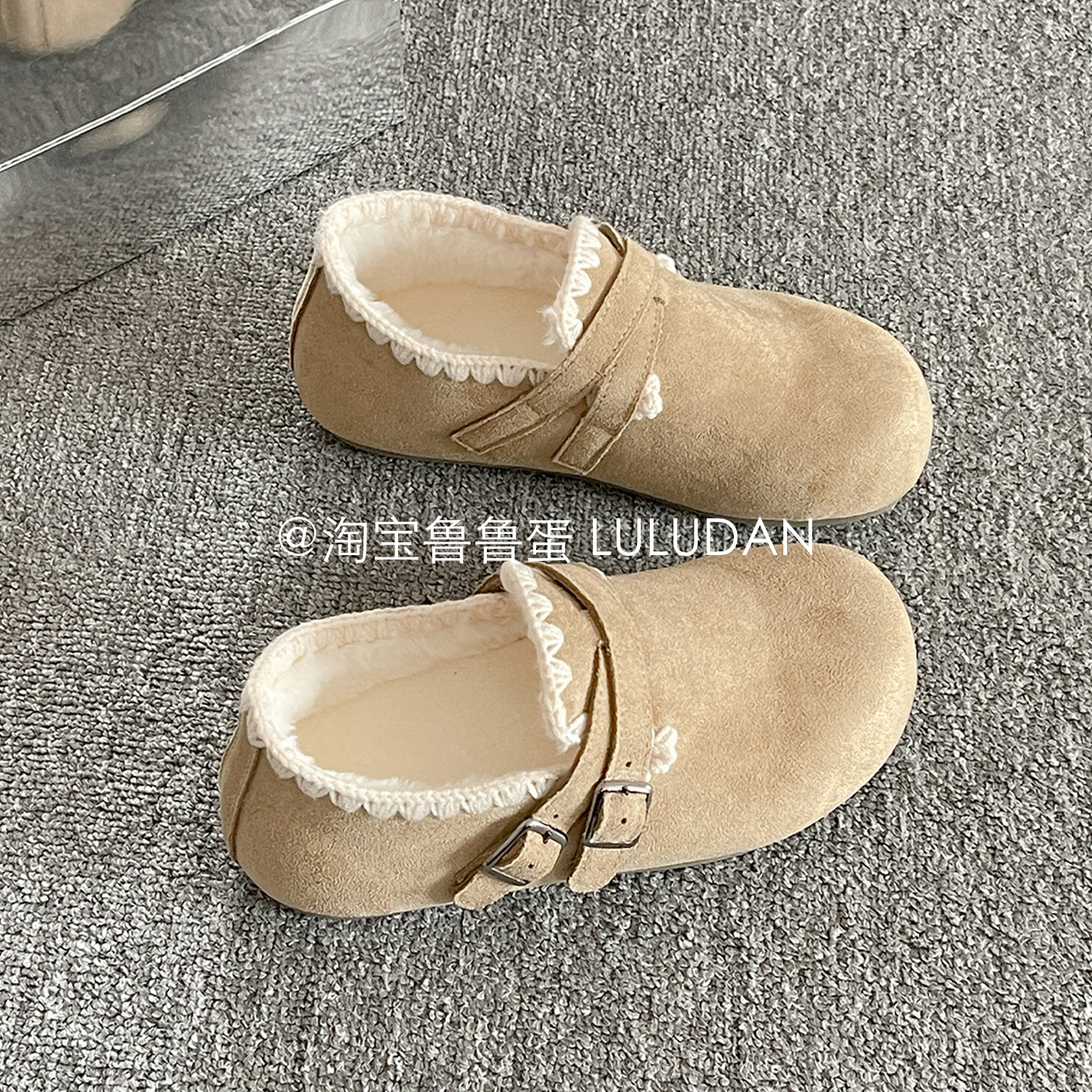 鲁鲁蛋 百搭小白鞋子女2025新款爆款冬季女鞋加绒勃肯鞋厚底全包