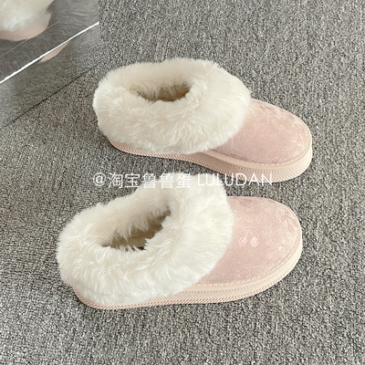 鲁鲁蛋 棉靴厚底雪地靴女款2025新款冬季加绒鞋子保暖棉鞋面包鞋