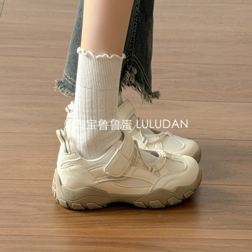 厚底德训鞋子女款2026新款夏季运动凉鞋网鞋一脚蹬小白鞋韩系板鞋