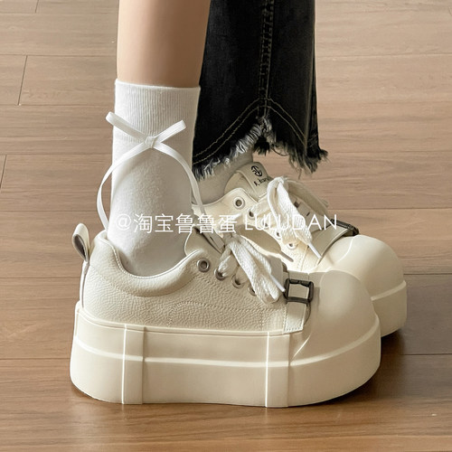 增高6CM~厚底小白鞋女2026新款春季小个子显高休闲板鞋百搭面包鞋