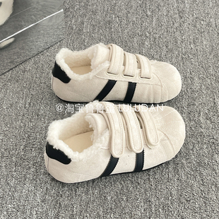 鲁鲁蛋 冬季保暖女鞋勃肯鞋2025新款爆款厚底小白鞋二棉鞋德训鞋