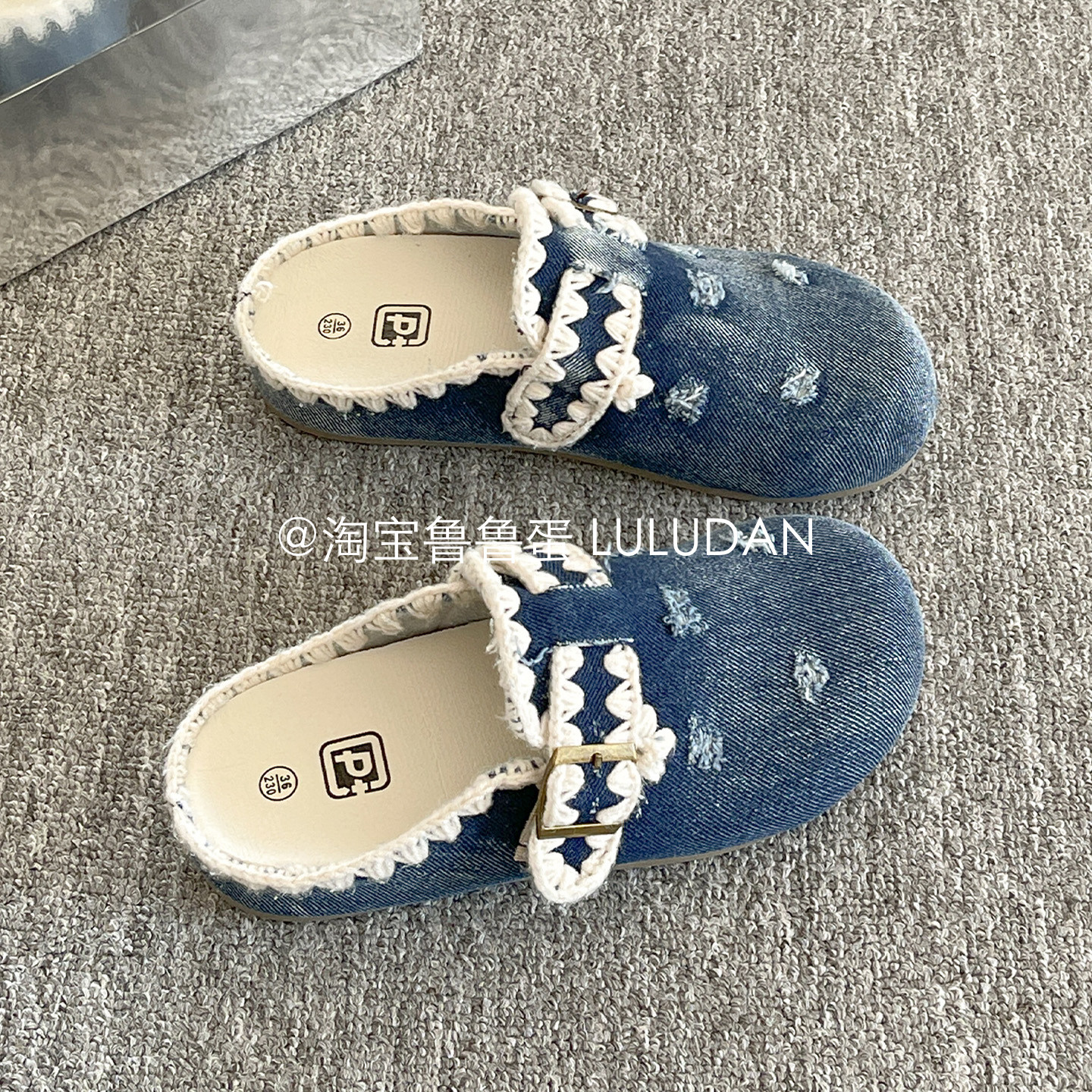 鲁鲁蛋 超火一脚蹬帆布勃肯鞋2026新款春季半拖鞋女外穿包头拖鞋,女鞋,勃肯鞋/软木鞋,淘宝优惠券,粉丝福利购,淘宝优惠卷