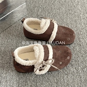 毛毛勃肯鞋 加绒二棉鞋 全包女2026新款 一脚蹬休闲鞋 子 春季 鲁鲁蛋