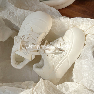韩系厚底板鞋 面包鞋 子女2026新款 ins潮百搭配阔腿裤 小白鞋 鲁鲁蛋