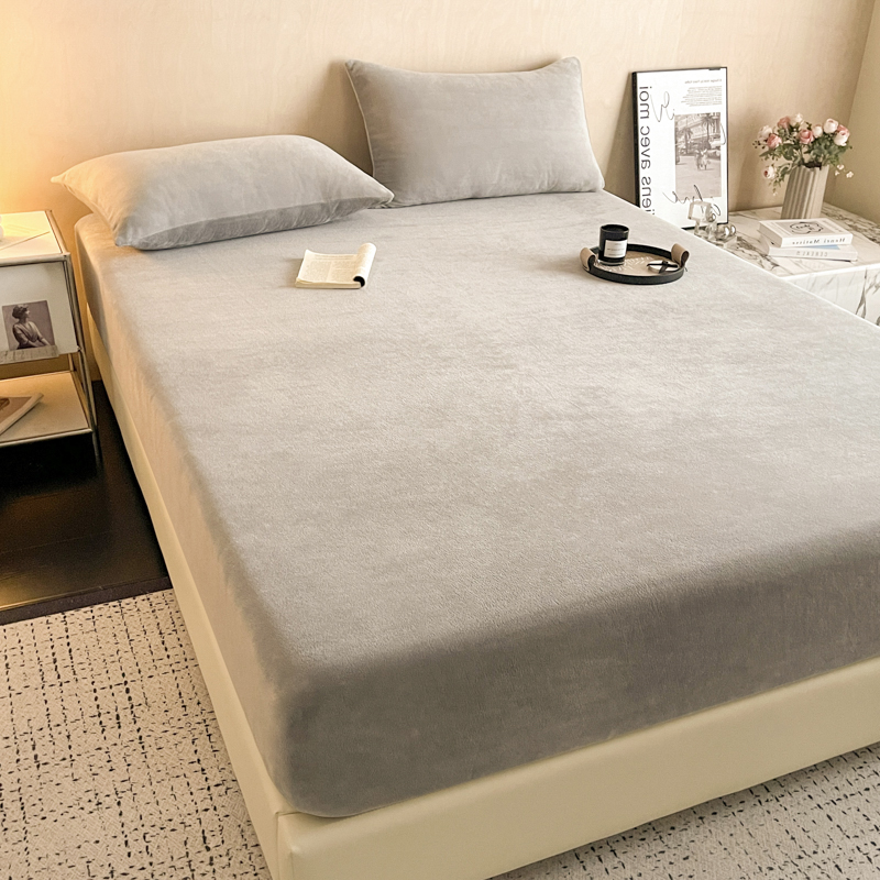 定做订制加厚纯色牛奶绒床笠