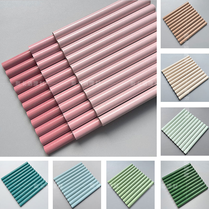 网红喜茶棍子砖 半圆管奶茶店形象墙手工砖 长条砖圆弧形圆柱瓷砖