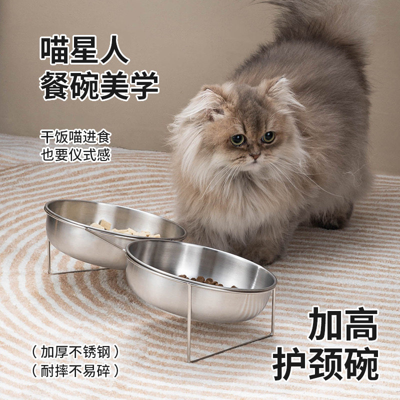 不锈钢304宠物碗猫咪饭盆狗碗防摔防打翻吃粮喝水食用盆