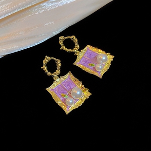 S925银针耳钉简约不规则巴洛克珍珠耳环小众设计感通勤百搭耳饰品