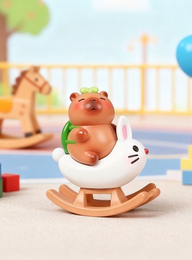 可爱小熊兔子摇马桌面摆件