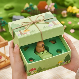 可爱森林动物桌面摆件礼盒装 饰品生日礼物 卡通造型装