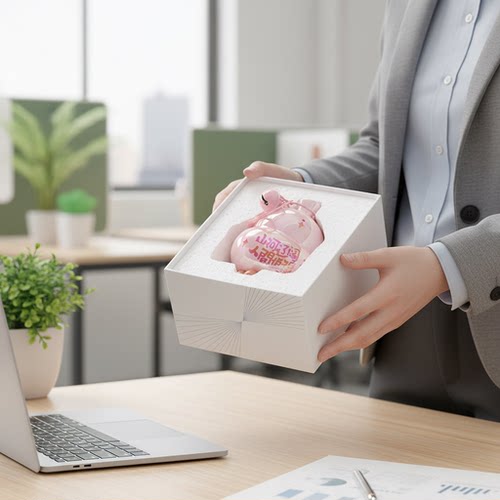 粉色小猪3D存钱罐可爱礼盒摆件