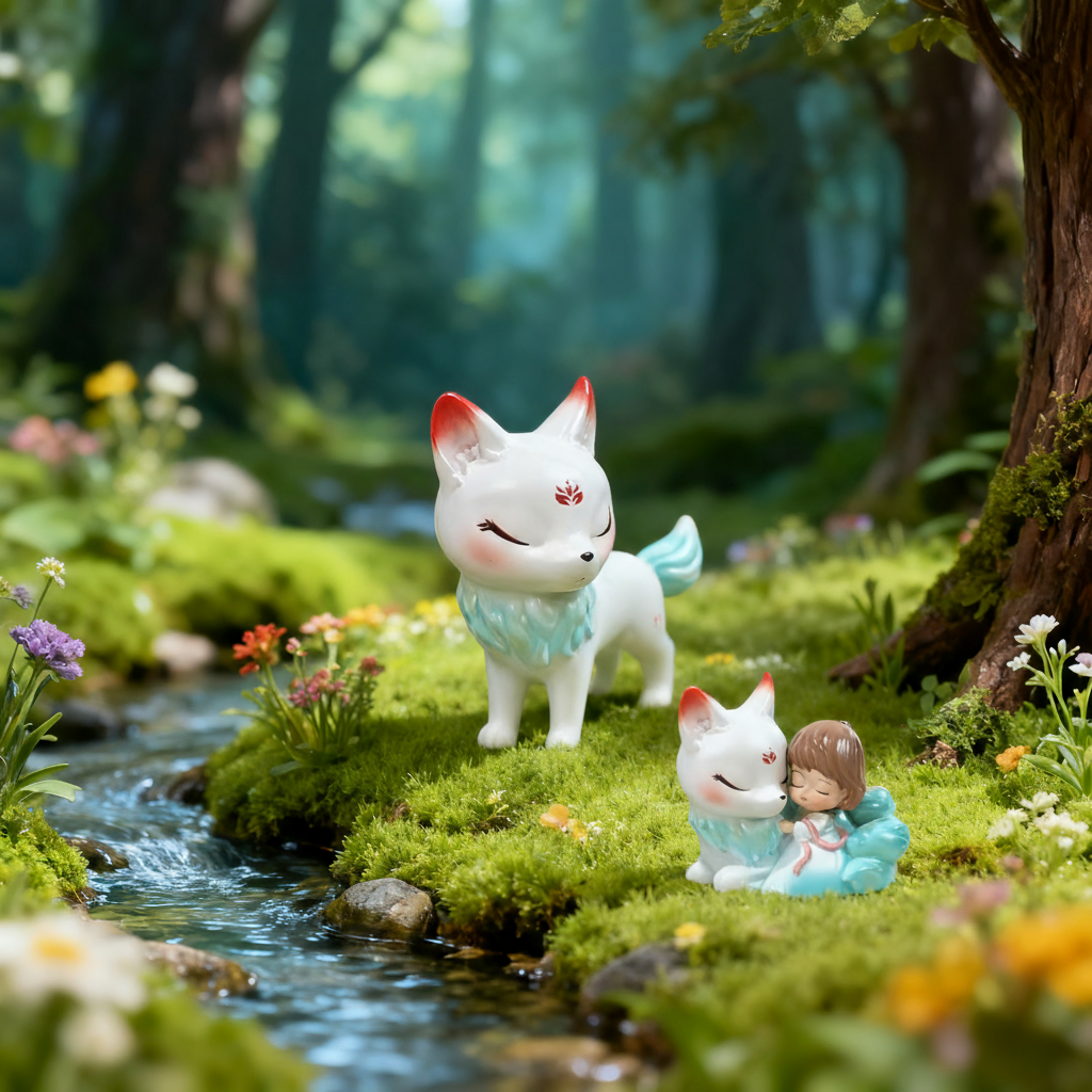 可爱治愈小狐狸桌面摆件公仔