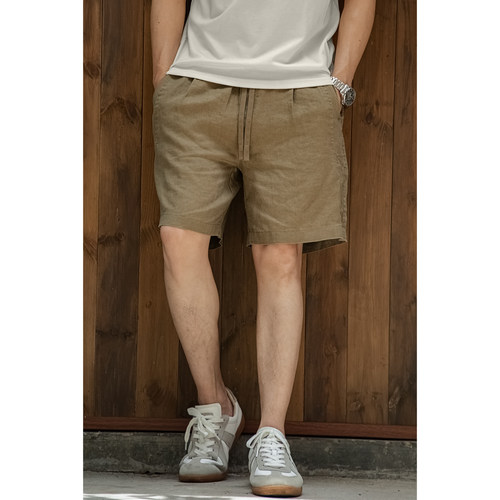 唔刃美式休闲天然100%亚麻呼吸裤