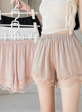 安全裤防走光冰丝女夏季薄款蕾丝宽松居家jk打底裤保险短裤可外