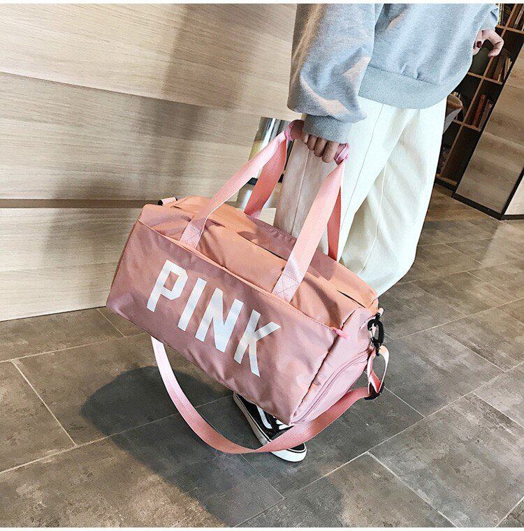 可爱网红旅行包女短途手提少女心行李包出门干湿分离pink健身包潮