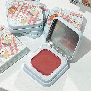 早八女孩多用膏~豆沙粉小铁盒腮红膏口红唇颊膏韩系腮红唇泥柔雾