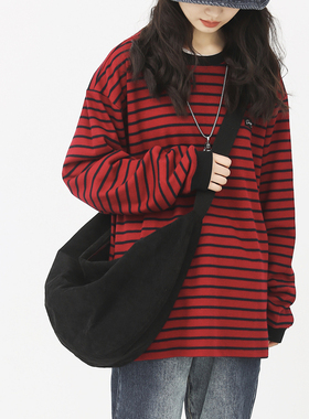 上班帆布包女ins风斜挎单肩包韩版原宿ulzzang慵懒风学生用饺子包