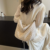 碎花帆布包包女慵懒风2026新款 配裙子百搭单肩斜挎包 拉链少女夏季