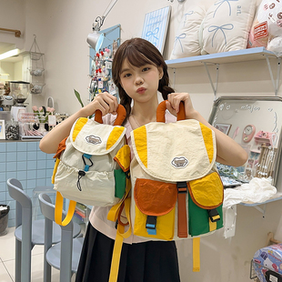出游多巴胺穿搭亲子背包双肩包时尚 撞色儿童超轻便幼儿园学生书包