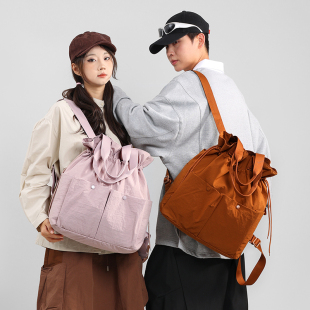 韩版多功能褶皱双肩包女大容量休闲百搭背包2026新款旅行学生书包