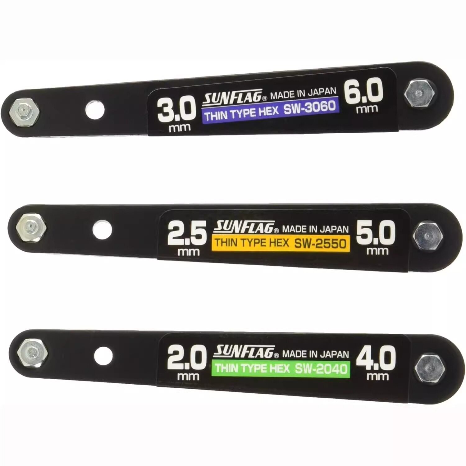 SUNFLAG日本新龟强力板式双头超薄内六角扳手套装2-6MM SWS260