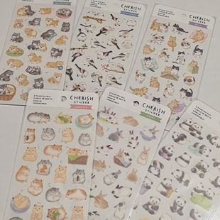 现货日本mindwave动物系列贴纸可爱日常熊猫小狗小猫小仓鼠图手帐