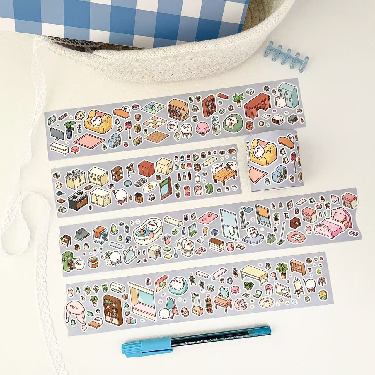 [现货]圈次方文创与慢墩墩原创墩墩小屋切膜可爱家居装饰手帐素材